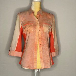 Elie Tahari Shirt Button Down Bright Colors NWT 6P